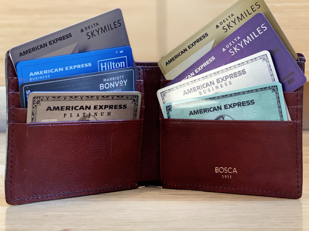 a wallet with different credit cards inside