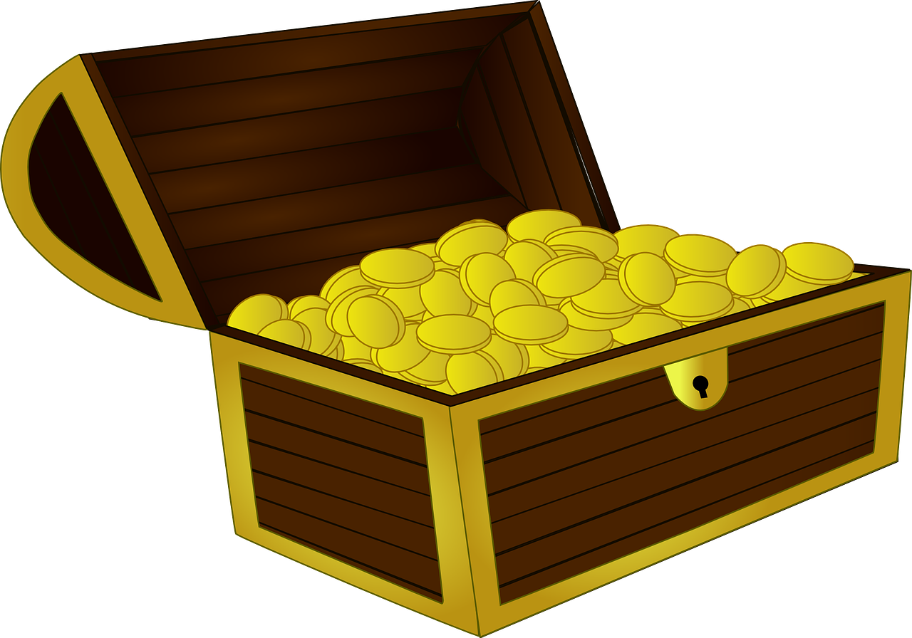 a treasure chest full of gold coins