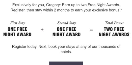 Marriott Bonvoy Targeted Promotion Free Nights