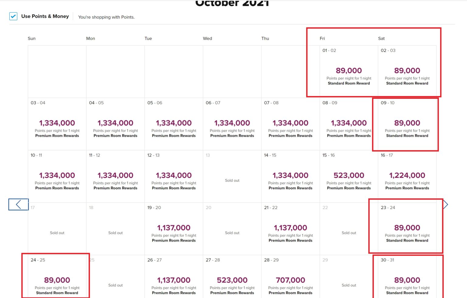 How to find the Hilton flexible date calendar