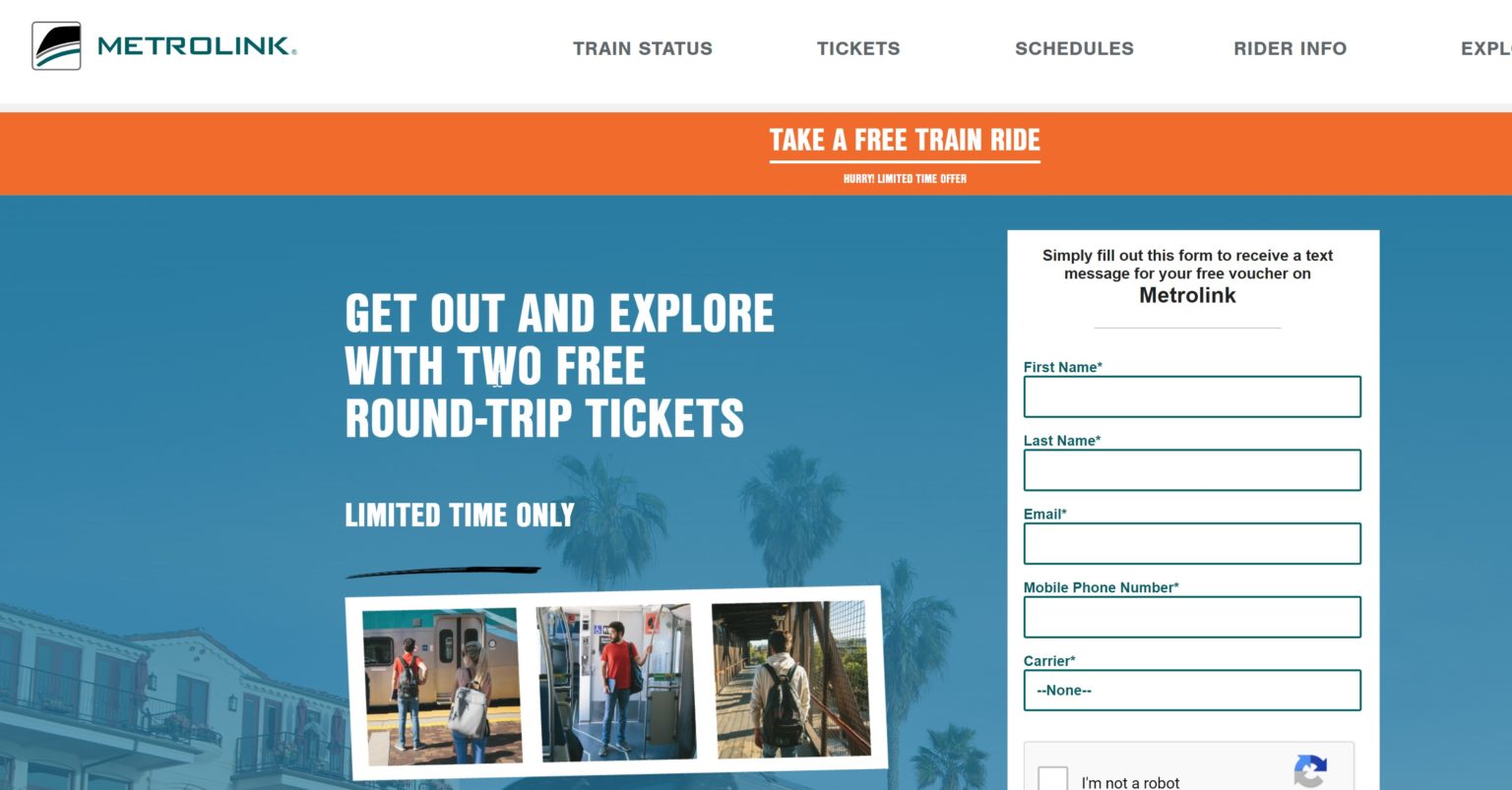(EXPIRED) Free Two roundtrip train tickets on Metrolink (Southern