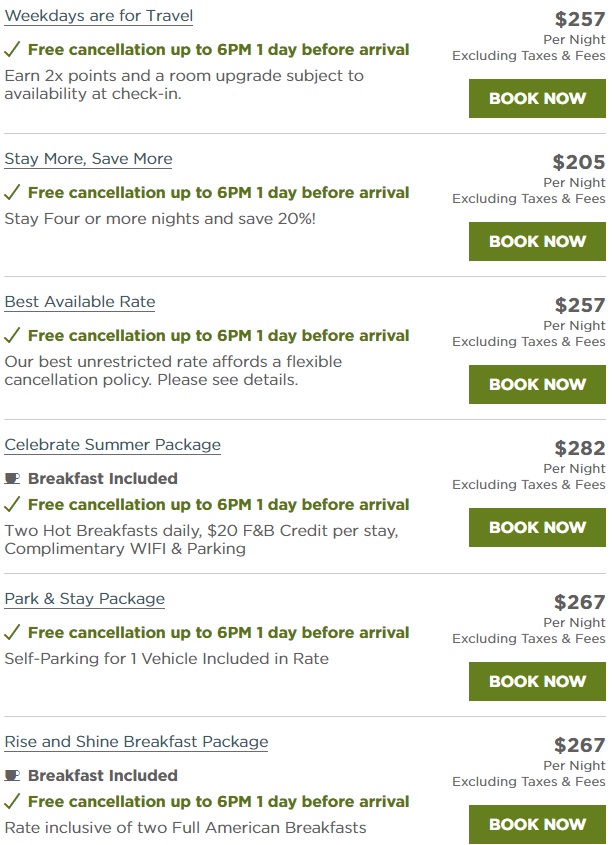 Sonesta Denver Downtown full pricing options