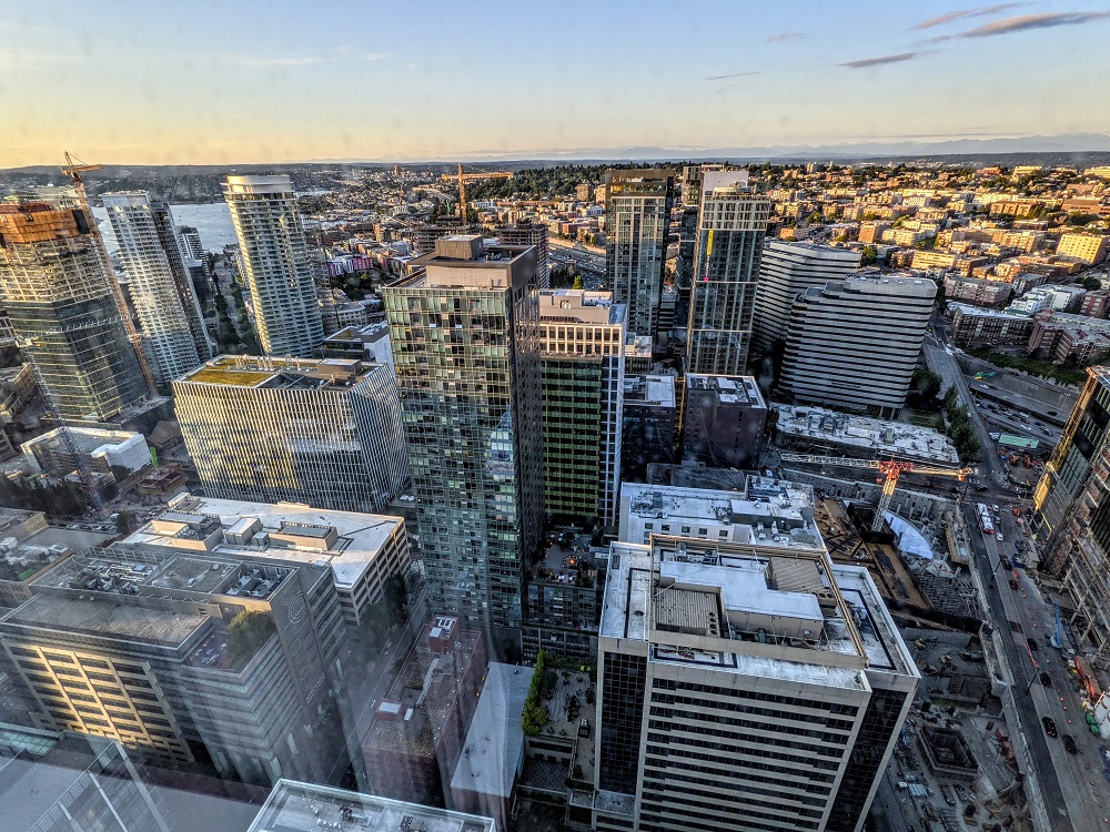 View from the 43rd floor at the Hyatt Regency Seattle