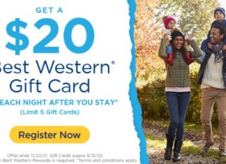 Best Western promo $20 bonus card