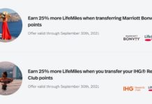 LifeMiles transfer bonus Marriott IHG