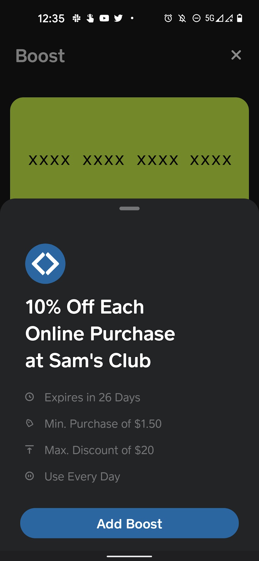 EXPIRED) 10% off at Sam's Club (up to $20 per day) with Cash App card