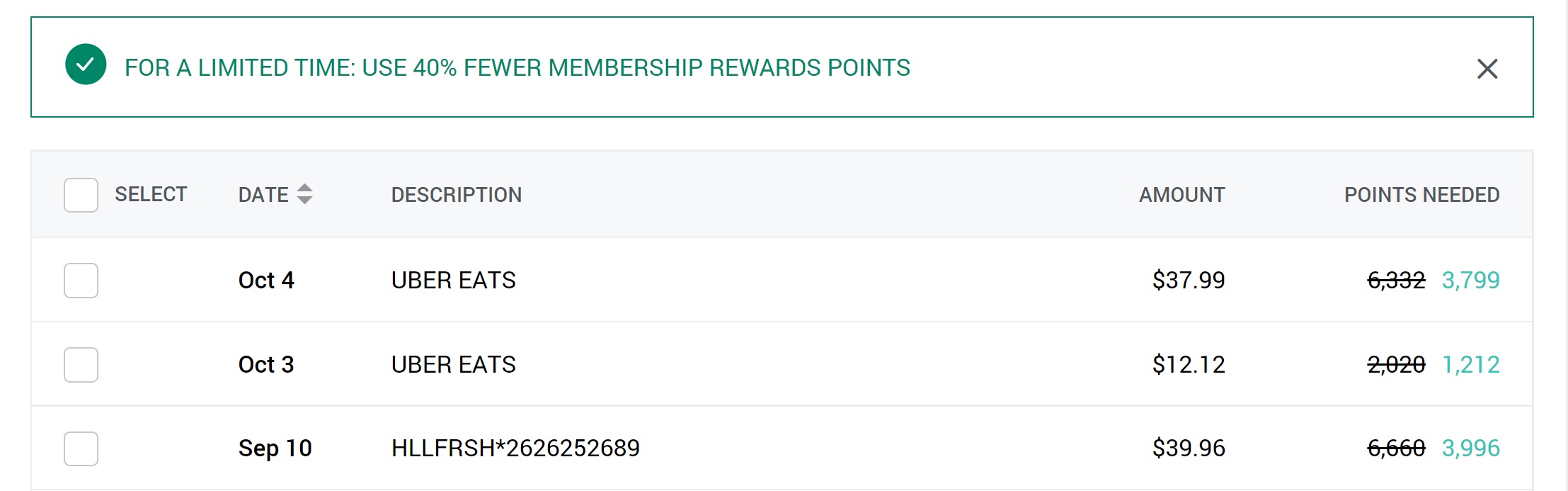 a screenshot of a membership points