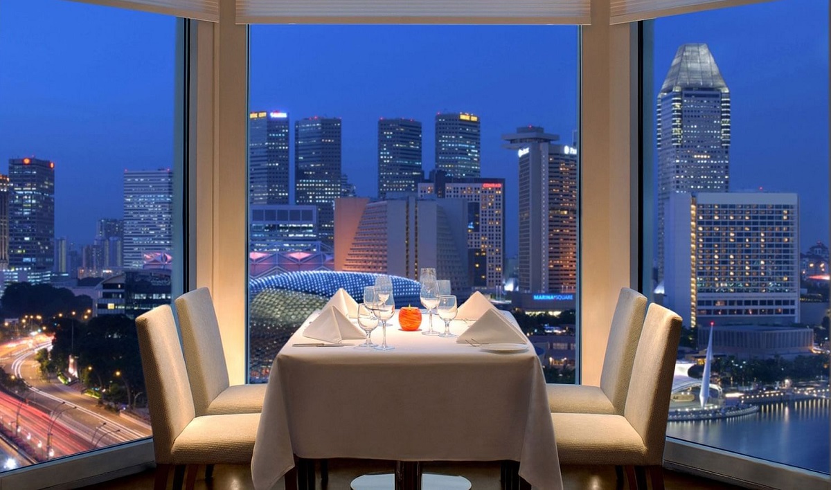 a table with a view of a city