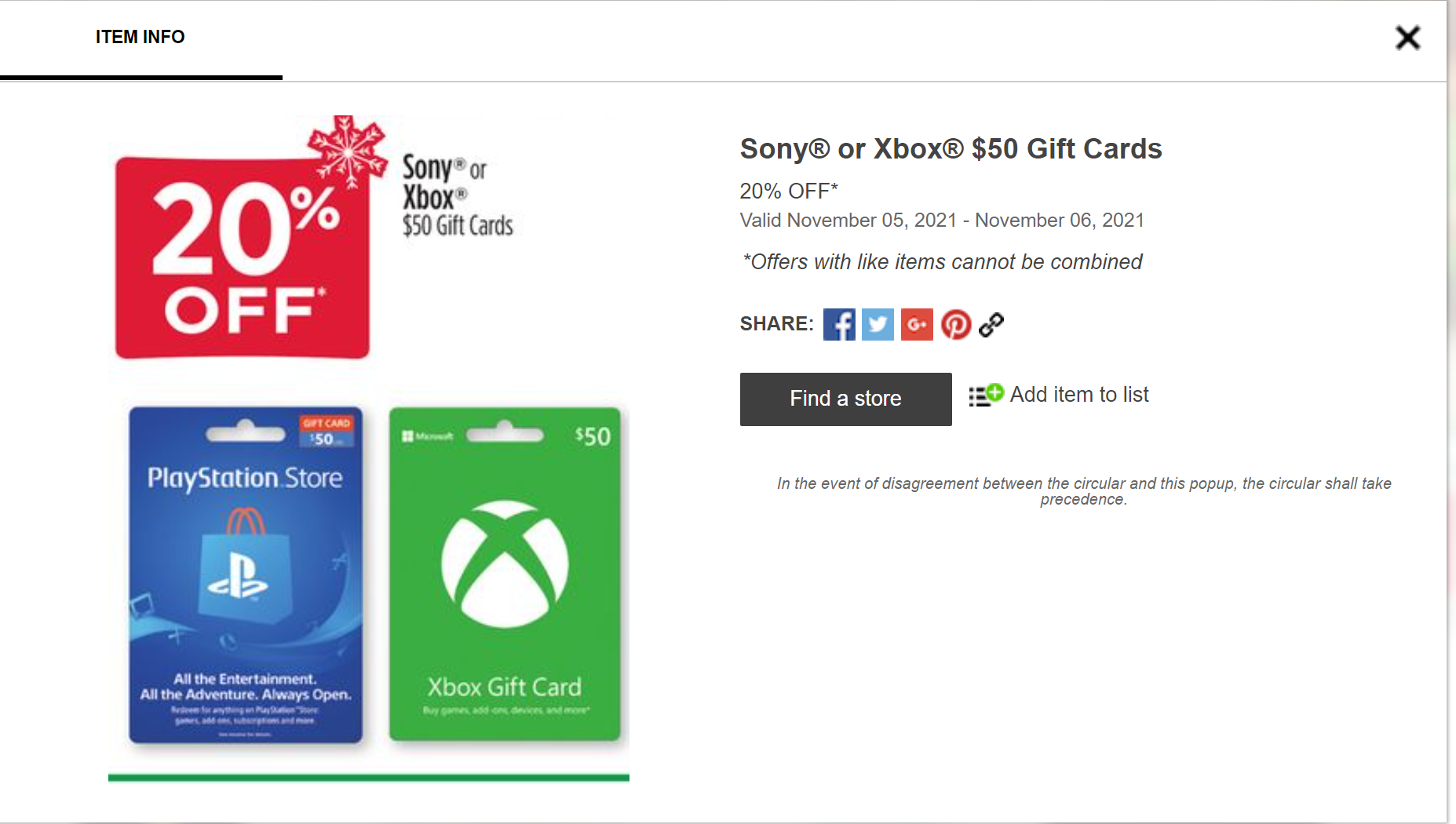 Black Friday 20% off PSN cards at dollar general November 23-25th