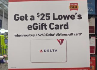 Lowe's Delta gift card deal