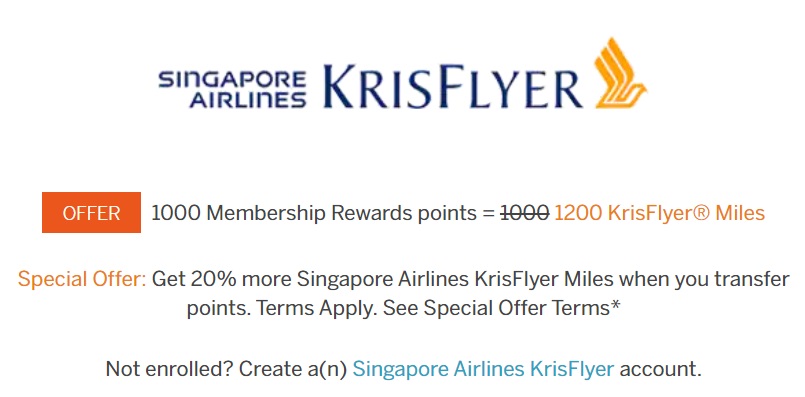 American Express Membership Rewards Singapore Airlines Transfer Bonus