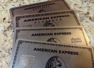 a group of credit cards on a counter