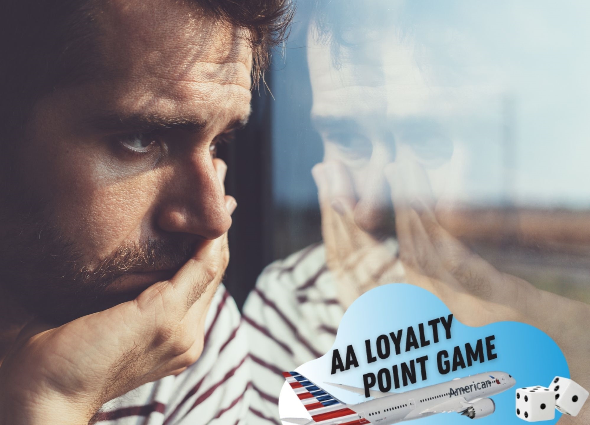 Sad man looking at AA Loyalty Games Logo