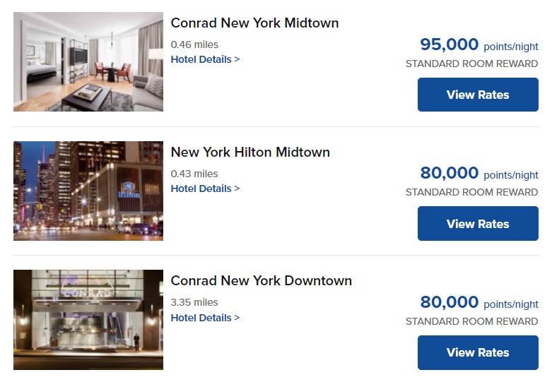 Hilton award pricing in NYC - higher tier