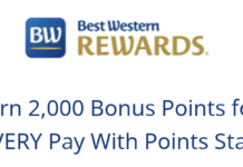 Best Western promo 2,000 bonus points award stays