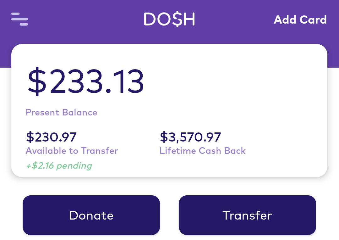 Dosh Donate Transfer