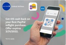 PayPal United $15 in-flight purchase