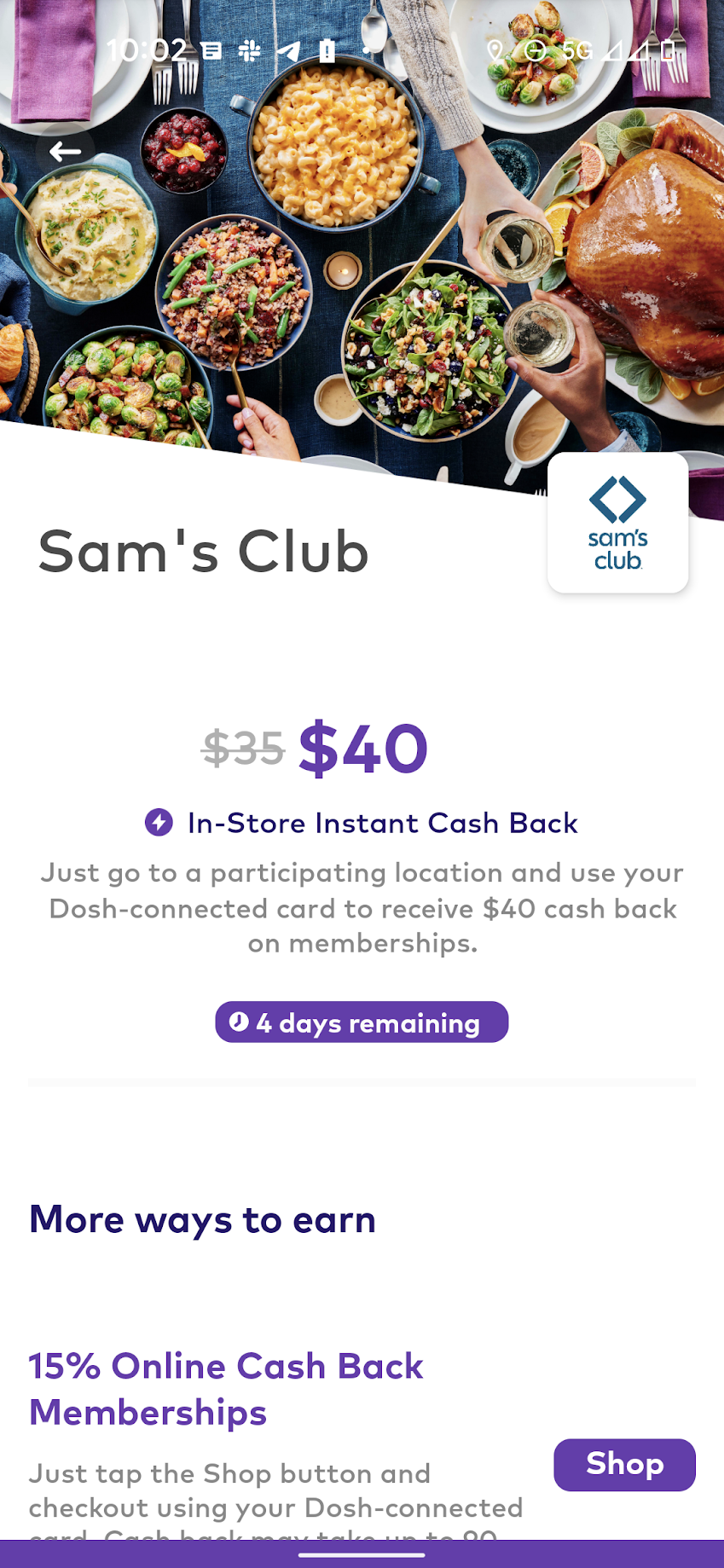 EXPIRED) $40 back on Sam's Club membership via Dosh; stack with Amex Offer