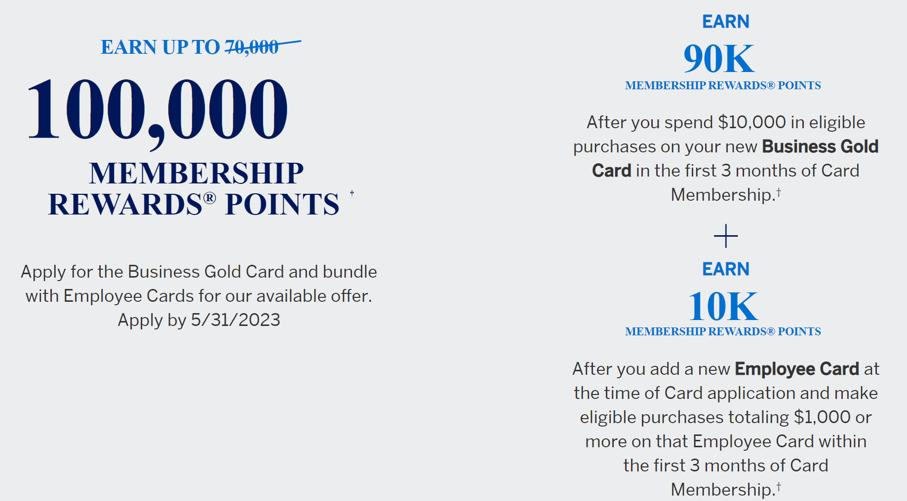 Amex Business Gold: another big welcome offer with no lifetime language (targete..