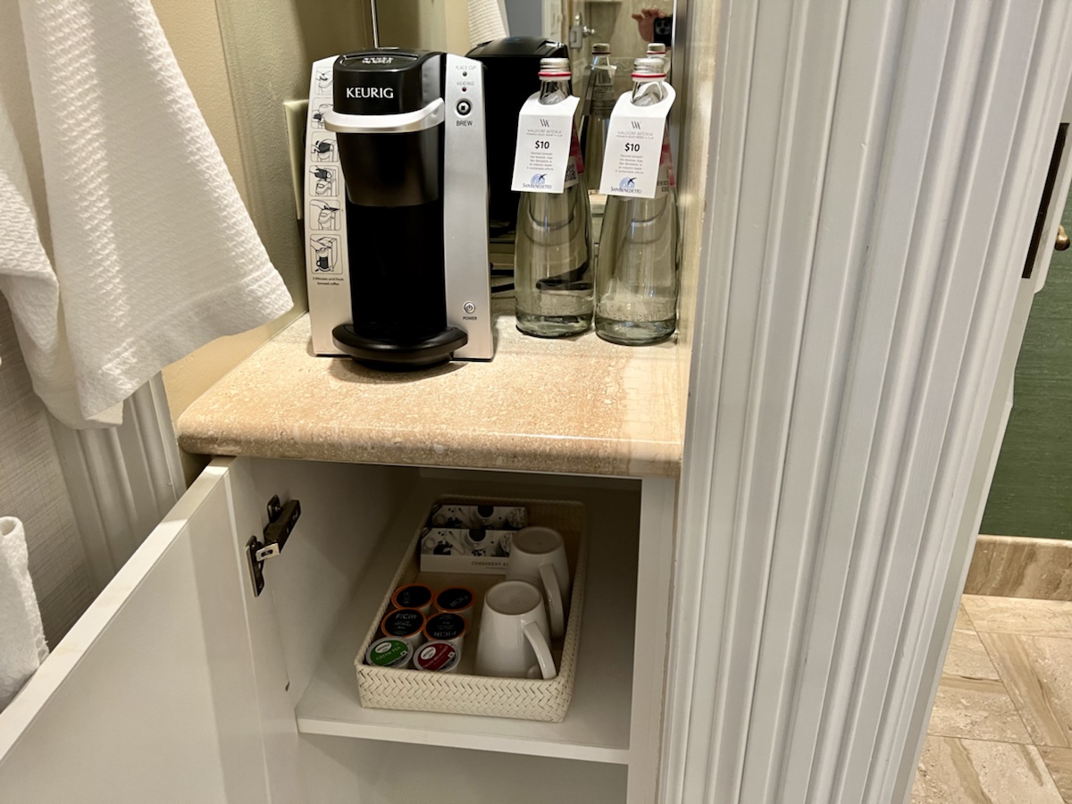 a coffee maker and other items on a counter