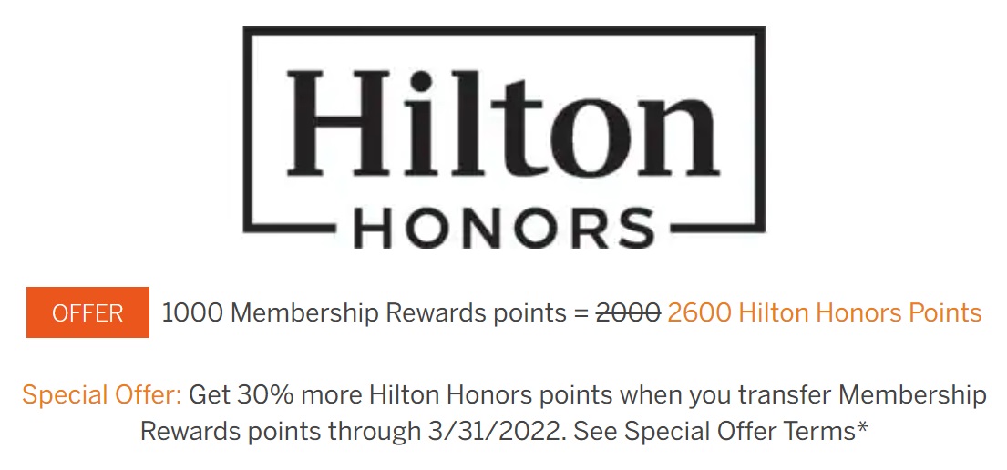 American Express Membership Rewards Hilton Honors Transfer Bonus