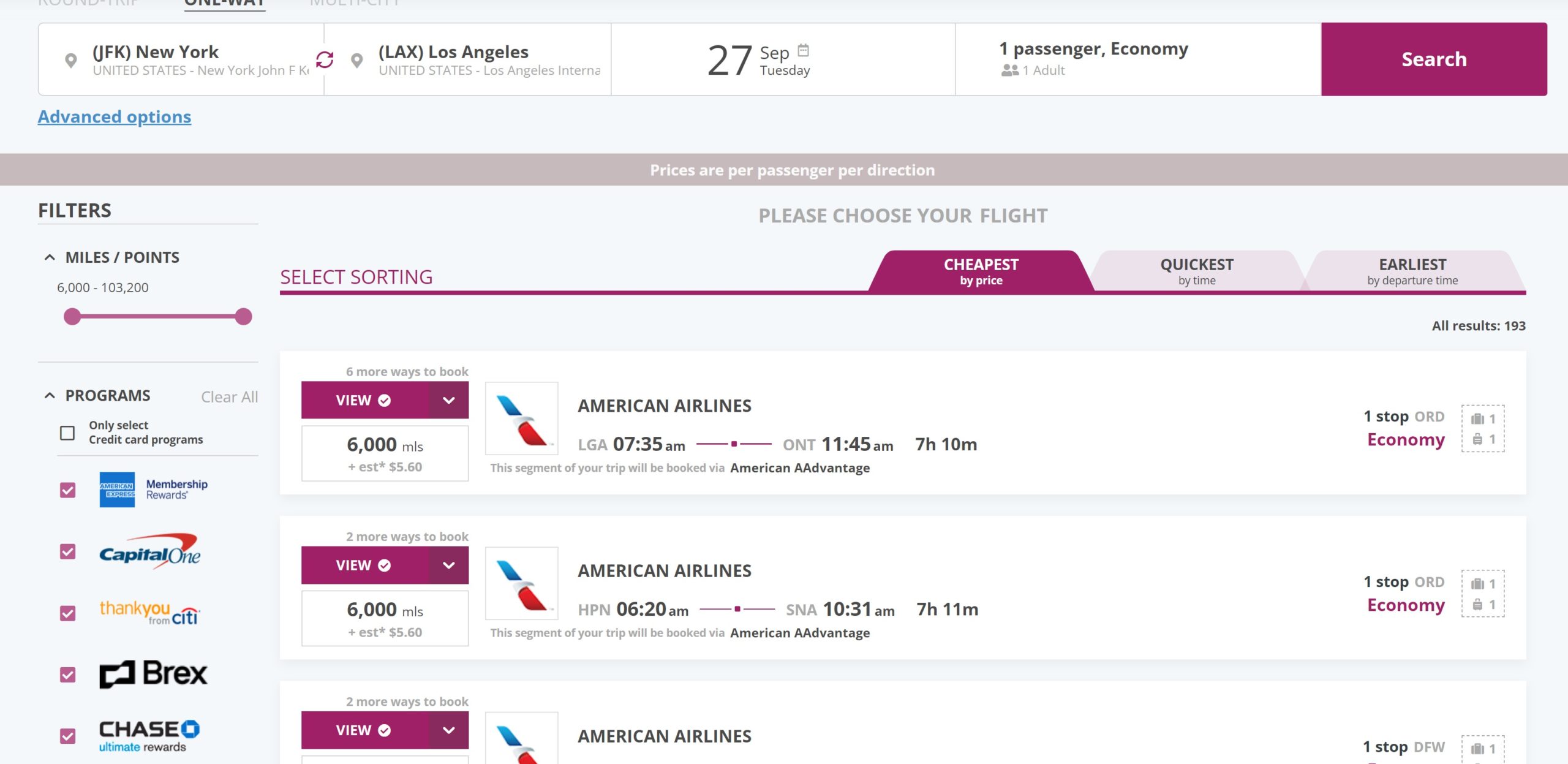 a screenshot of a flight schedule