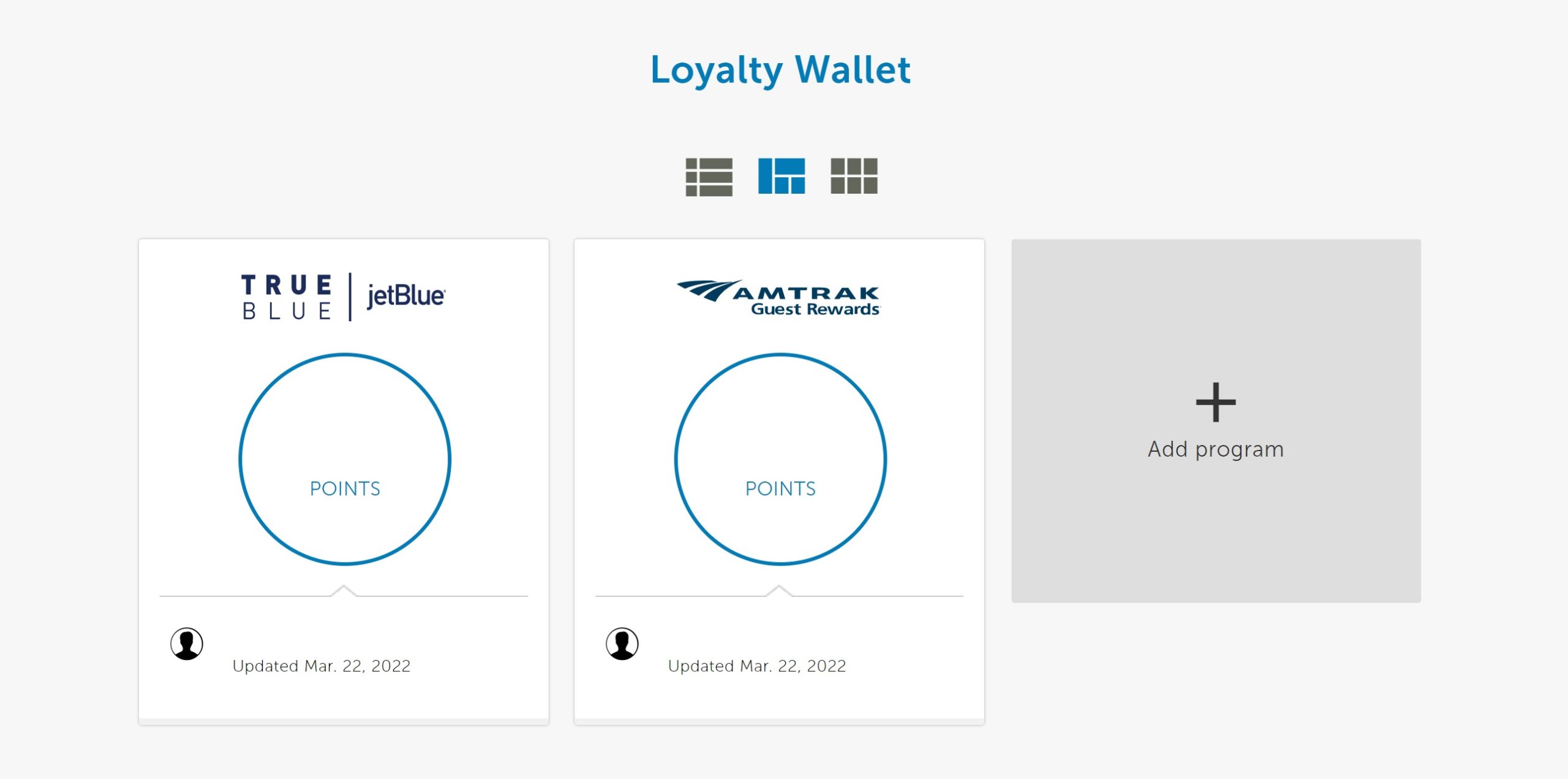 a screenshot of a loyalty wallet