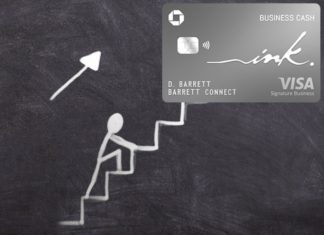 a credit card with a drawing of a man climbing the stairs