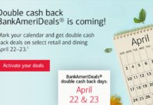 BankAmeriDeals double cashback April 22-23, 2022