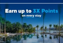 (EXPIRED) Hilton Double, Triple Points Promo a pool with palm trees and buildings in the background