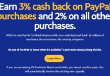 PayPal Mastercard Credit Card 3% 2%