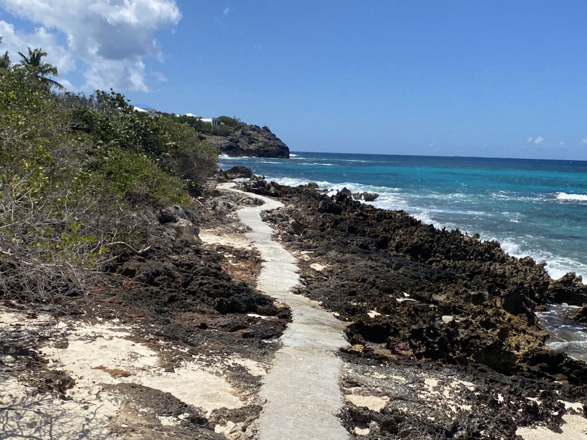 a path on a rocky beach