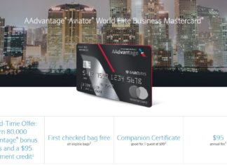 AAdvantage Aviator Business MasterCard 80,000 miles welcome offer
