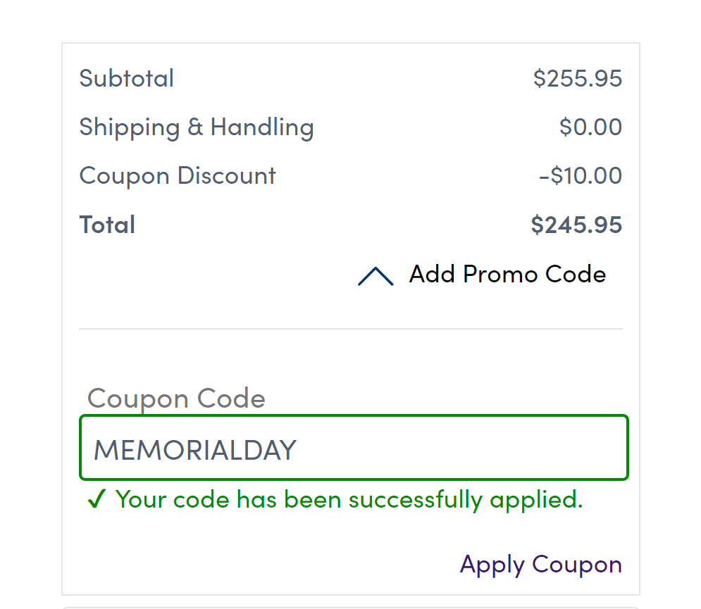 a coupon code with a green box and text