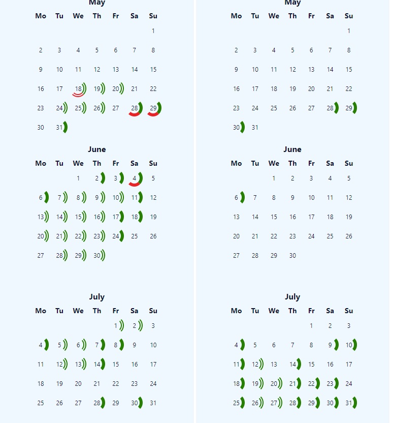 a calendar with different months