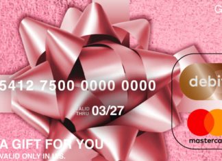 a gift card with a bow