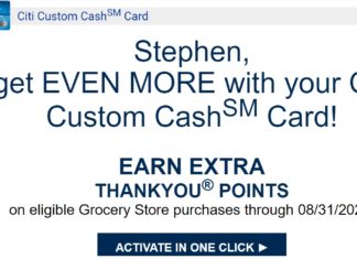 Citi Custom Cash +4 ThankYou Points