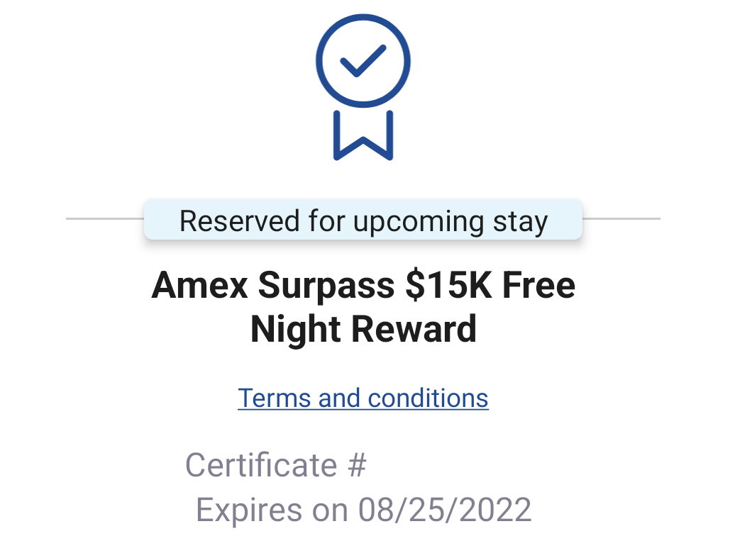 Hilton app free night certificate details