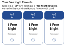 Hilton app free night certificates list