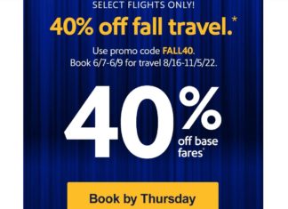 Southwest 40% off fare sale