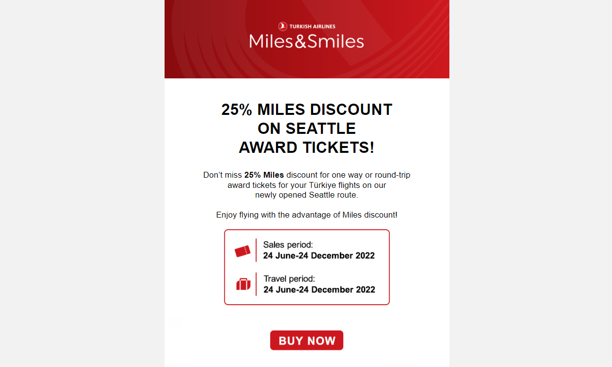 25% discount on Turkish awards to/from Seattle (biz class from 33,750 – maybe)