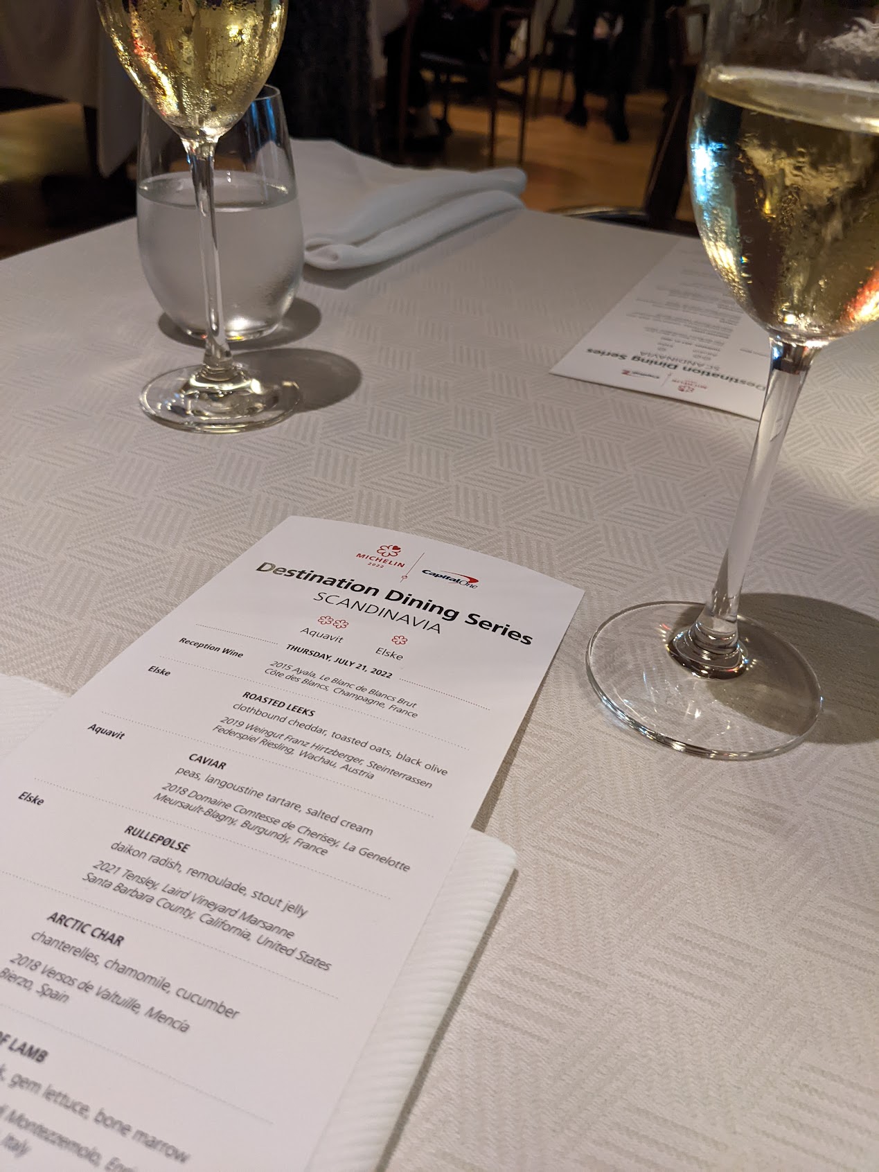 a menu and glasses on a table