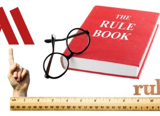 a book with glasses and ruler