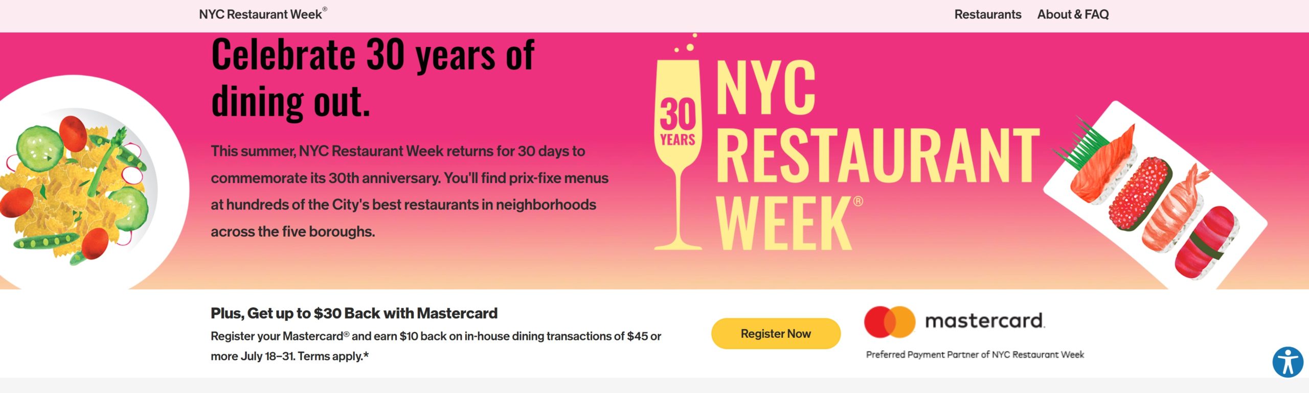 10 back on 45 on New York City restaurant week (up to 3x) with Mastercard