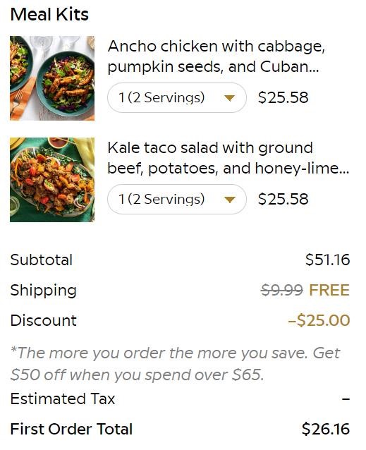 a screenshot of a food order