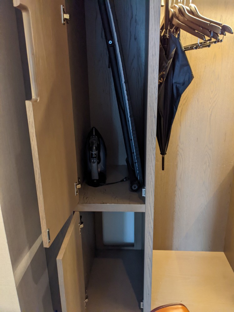 a tv in a closet
