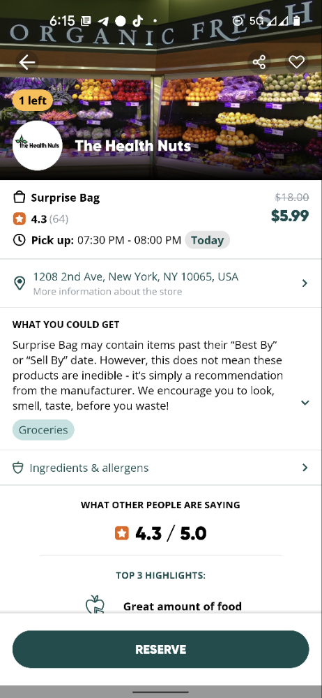 Explore our app to find and save Surprise Bags of food - Too Good To Go