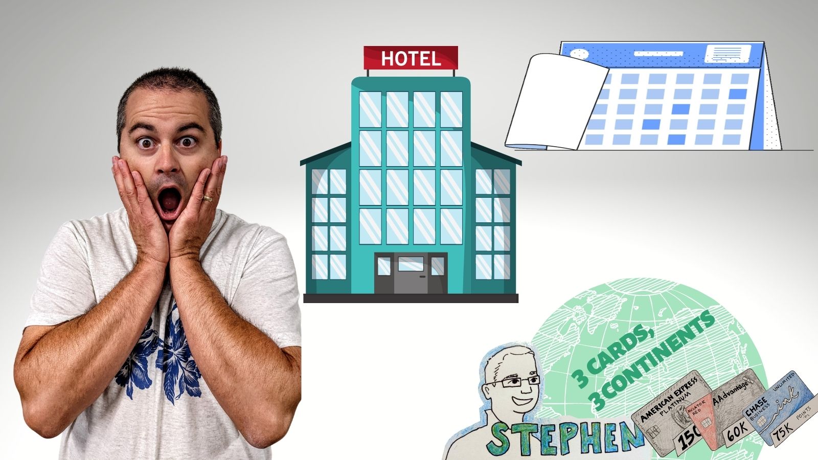 a man with his mouth open and a hotel