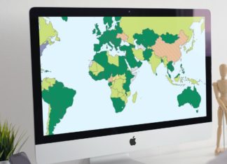 a computer screen with a map on it
