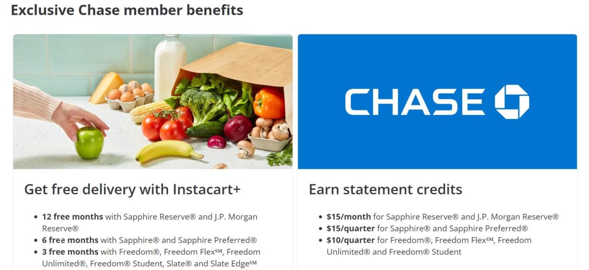 Chase Instacart credits for Sapphire and Freedom cardholders can be stacked